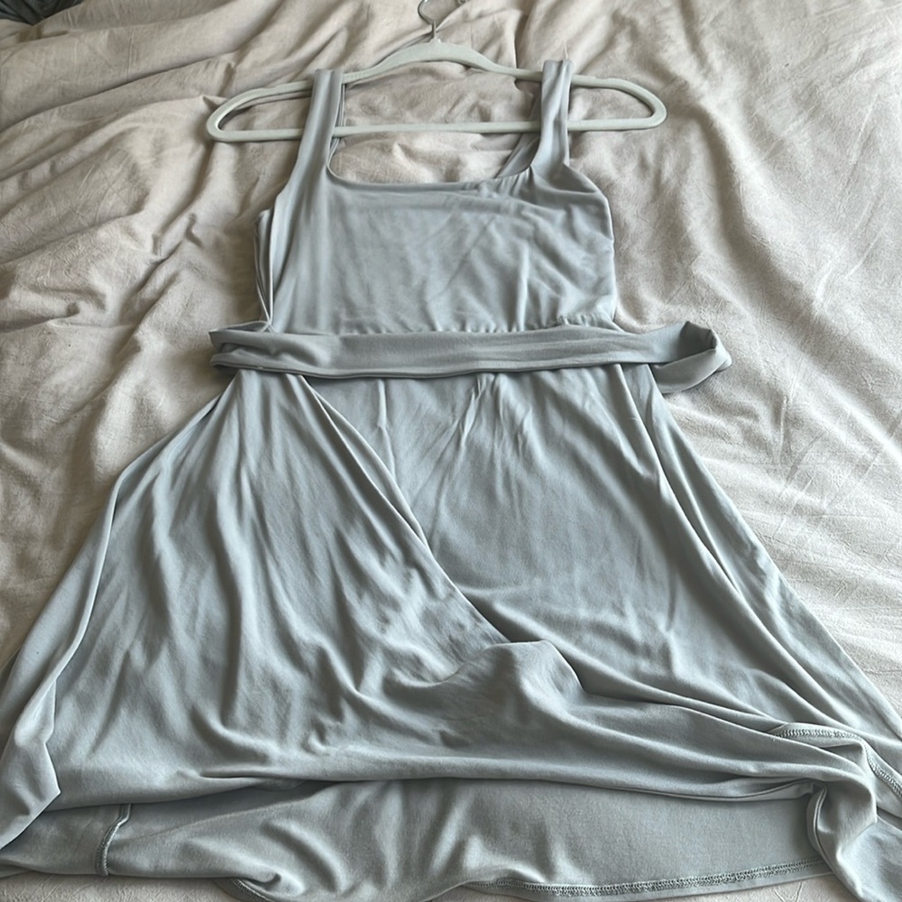 Aritzia Wilfred Saturn mini grey wrap dress
